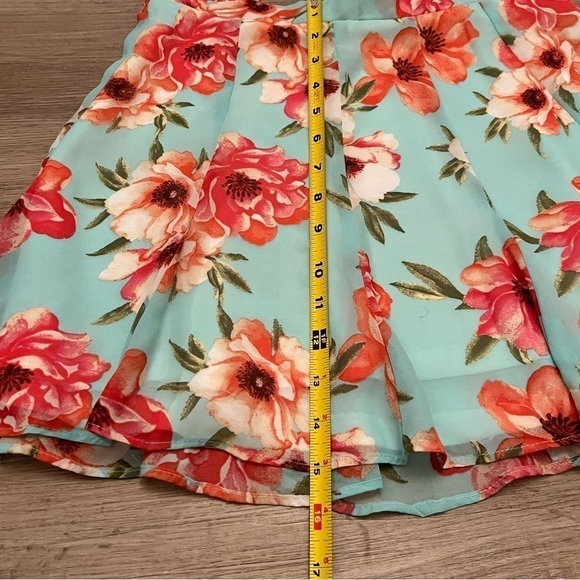 Show Me Your Mumu Skater Mini Skirt Devon Floral Print Blue Pink Lined Size S - Picture 10 of 10